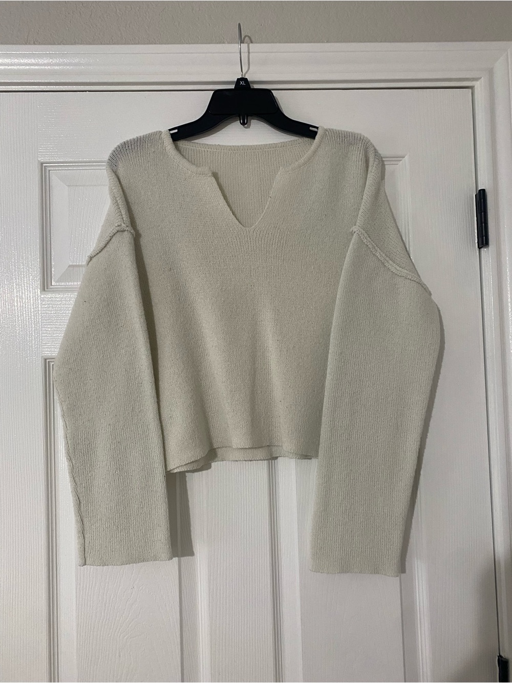 Cream V-Neck Cozy Knit Sweater